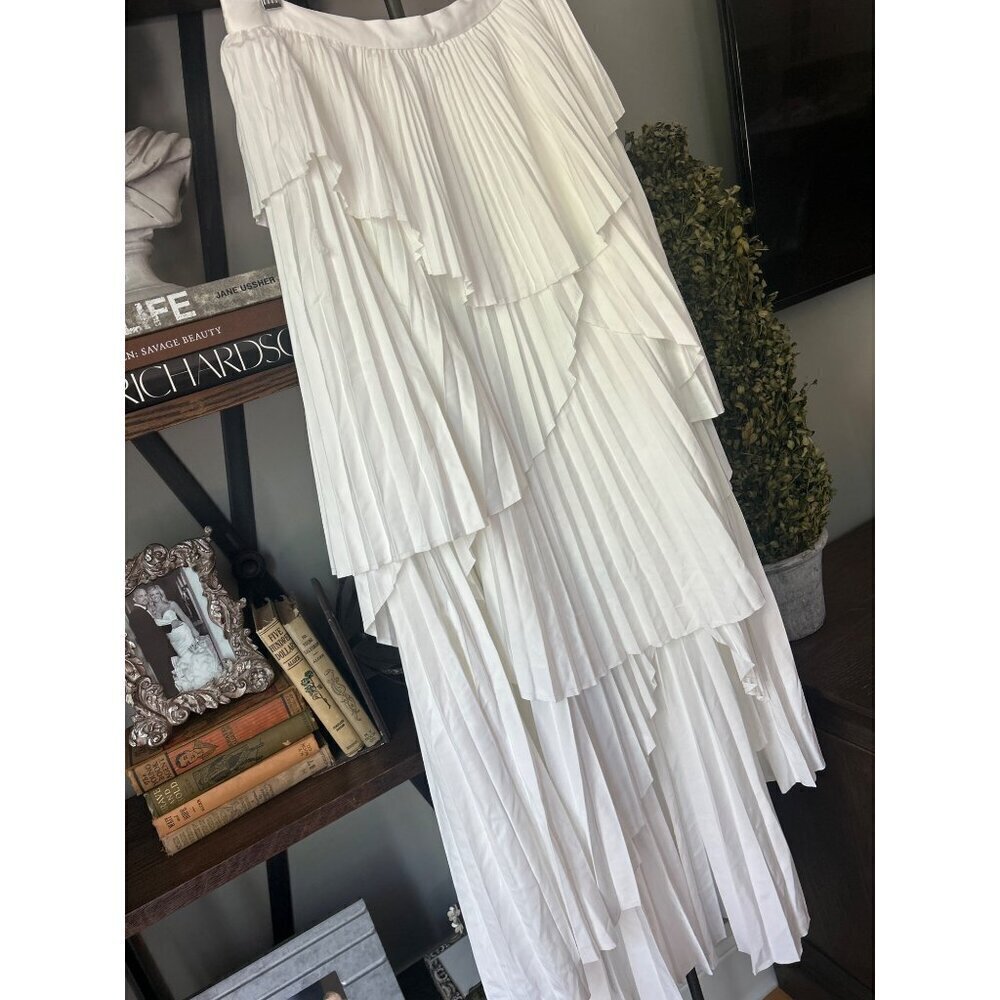 AMUR Ophelia Pleated Taffeta Maxi Skirt White Womens Size 8 - Picture 7 of 12